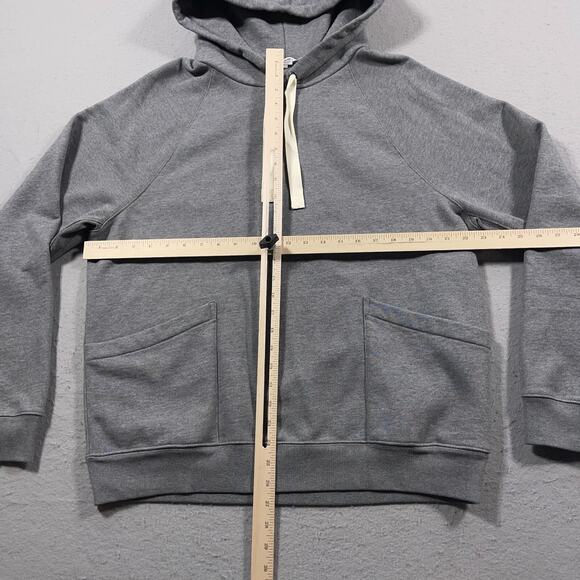 FRAME Gray Hoodie Sweatshirt Women Large Drawstring Pockets Raglan Long Sleeve‎ - Picture 5 of 9